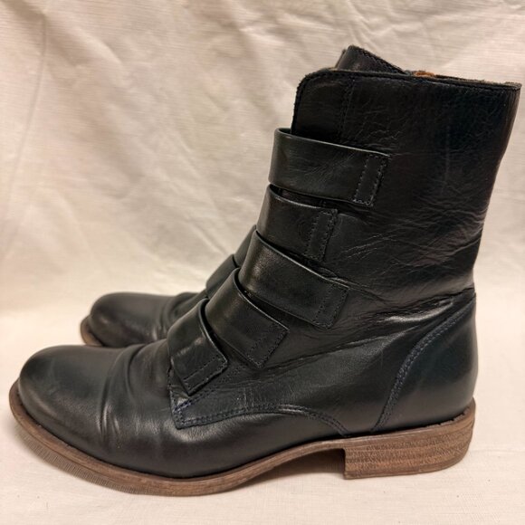 Miz Mooz Shoes - Miz Mooz Leighton Ocean Leather Strapped Ankle Boots - Size EU 37